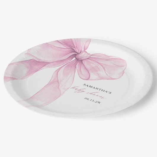 Modern roze boog Baby shower Papieren Bordje (Gekanteld)