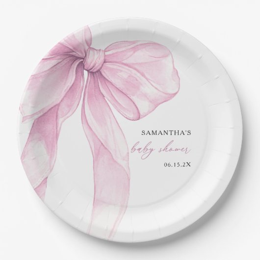 Modern roze boog Baby shower Papieren Bordje (Voorkant)