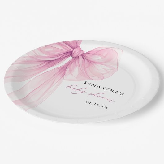 Modern roze boog Baby shower Papieren Bordje (Gekanteld)