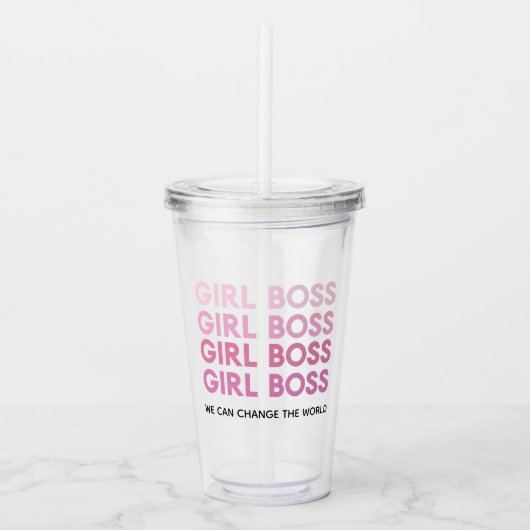 Modern Roze Boss Best Girly Gift Acryl Drinkbeker (Voorkant)
