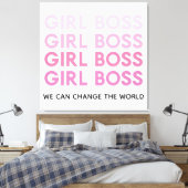 Modern Roze Boss Best Girly Gift Canvas Afdruk (Insitu (Slaapkamer))