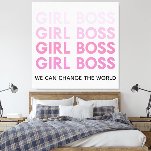 Modern Roze Boss Best Girly Gift Canvas Afdruk (Insitu (Slaapkamer))
