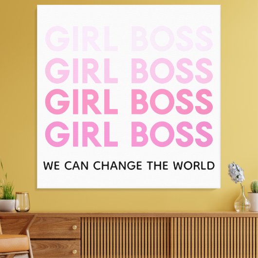 Modern Roze Boss Best Girly Gift Canvas Afdruk (Insitu (Woonkamer))