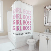 Modern Roze Boss Best Girly Gift Douchegordijn (In situ)