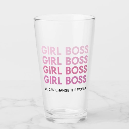 Modern Roze Boss Best Girly Gift Glas (Voorkant)