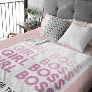 Modern Roze Boss Best Girly Gift Sherpa Deken