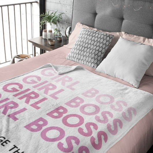 Modern Roze Boss Best Girly Gift Sherpa Deken