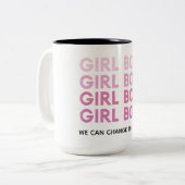 Modern Roze Boss Best Girly Gift Tweekleurige Koffiemok (Voorkant links)