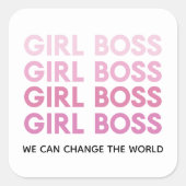 Modern Roze Boss Best Girly Gift Vierkante Sticker (Voorkant)