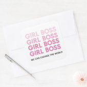 Modern Roze Boss Best Girly Gift Vierkante Sticker (Envelop)
