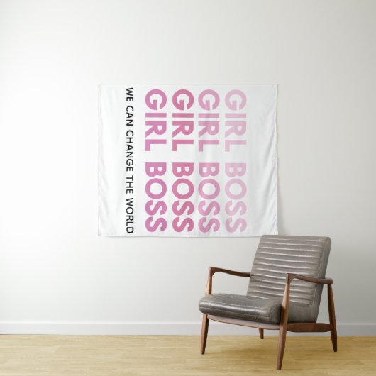 Modern Roze Boss Best Girly Gift Wandkleed (In Situ (horizontaal))