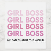 Modern Roze Boss Best Girly Gift Wijn Etiket (Enkel label)