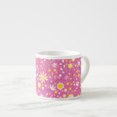 Modern Roze Botanische Wildbloem Bloemen Keepsake Espresso Kop (Voorkant rechts)