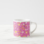 Modern Roze Botanische Wildbloem Bloemen Keepsake Espresso Kop (Rechts)