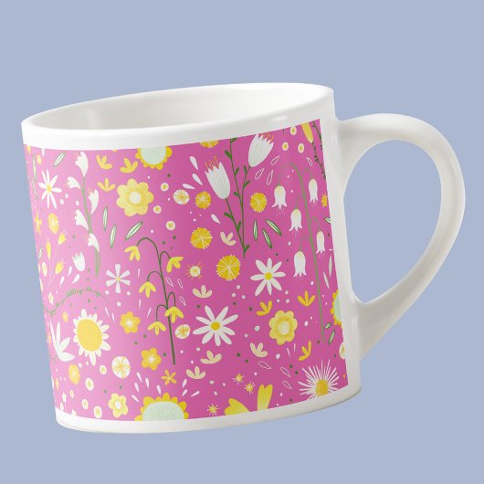 Modern Roze Botanische Wildbloem Bloemen Keepsake Espresso Kop