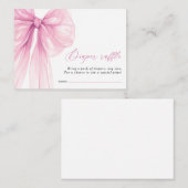 Modern Roze Bow Baby shower Luier Raffle Informatiekaartje (Voorkant / Achterkant)