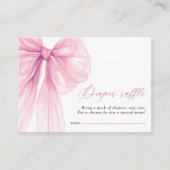 Modern Roze Bow Baby shower Luier Raffle Informatiekaartje (Voorkant)