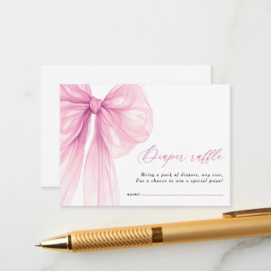 Modern Roze Bow Baby shower Luier Raffle Informatiekaartje