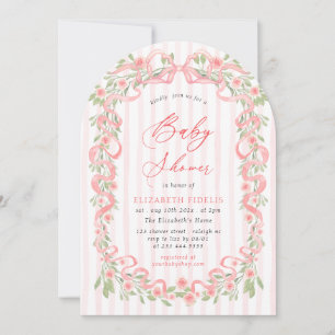 Modern Roze Bow Bloemen Rozen Baby shower Kaart