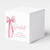 Modern Roze Bow Coquette Afstuderen Afstuderen Bedankdoosjes (Voorkant Zijde)