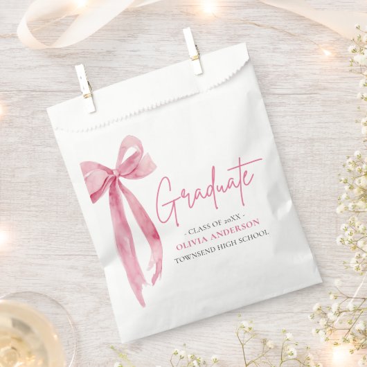 Modern Roze Bow Coquette Afstuderen Afstuderen Bedankzakje (Geknipt)