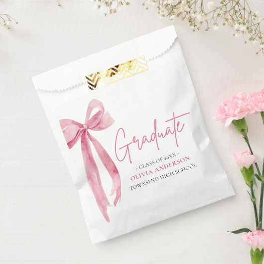 Modern Roze Bow Coquette Afstuderen Afstuderen Bedankzakje (Gezegeld)
