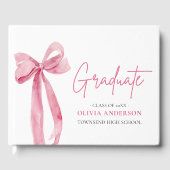 Modern Roze Bow Coquette Afstuderen Afstuderen Gastenboek (Voorkant)