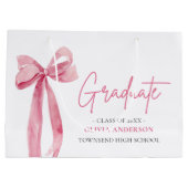 Modern Roze Bow Coquette Afstuderen Afstuderen Groot Cadeauzakje (Achterkant)