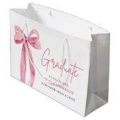Modern Roze Bow Coquette Afstuderen Afstuderen Groot Cadeauzakje (Achterkant Gekanteld)