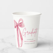 Modern Roze Bow Coquette Afstuderen Afstuderen Papieren Bekers (Achterkant)
