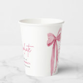 Modern Roze Bow Coquette Afstuderen Afstuderen Papieren Bekers (Links)