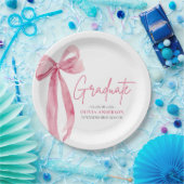 Modern Roze Bow Coquette Afstuderen Afstuderen Papieren Bordje (Feest)