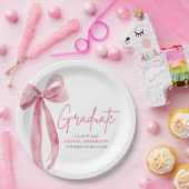 Modern Roze Bow Coquette Afstuderen Afstuderen Papieren Bordje (Feest)