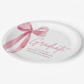 Modern Roze Bow Coquette Afstuderen Afstuderen Papieren Bordje (Gekanteld)
