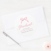 Modern Roze Bow Coquette Afstuderen Afstuderen Ronde Sticker (Envelop)