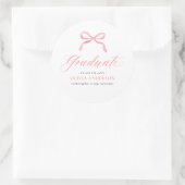 Modern Roze Bow Coquette Afstuderen Afstuderen Ronde Sticker (Tas)