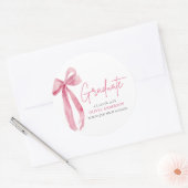 Modern Roze Bow Coquette Afstuderen Afstuderen Ronde Sticker (Envelop)