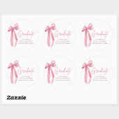 Modern Roze Bow Coquette Afstuderen Afstuderen Ronde Sticker (Vel)