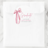 Modern Roze Bow Coquette Afstuderen Afstuderen Ronde Sticker (Tas)