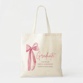 Modern Roze Bow Coquette Afstuderen Afstuderen Tote Bag (Voorkant)