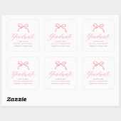 Modern Roze Bow Coquette Afstuderen Afstuderen Vierkante Sticker (Vel)