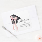 Modern Roze Bow Coquette Graduation Cap Afstuderen Vierkante Sticker (Envelop)