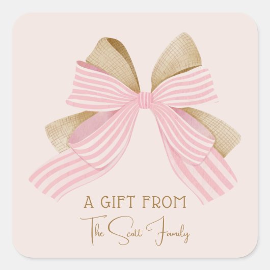 Modern Roze Bow Eten of Gift Label (Voorkant)