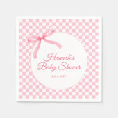Modern Roze Bow Geruite Baby showers servetten (Voorkant)