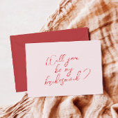 Modern Roze Bruidsmeisje voorstel Kaart met Foto