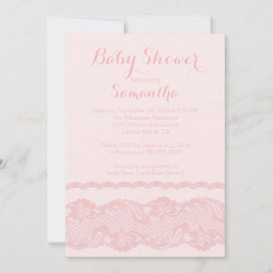 Modern Roze Burlap & Kant Baby shower Invitation Kaart
