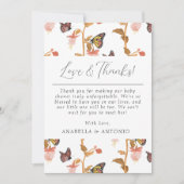 Modern Roze Butterfly Girl Baby shower Love and Mo Bedankkaart (Voorkant)