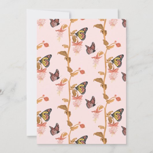 Modern Roze Butterfly Girl Baby shower Love and Mo Bedankkaart (Achterkant)