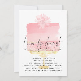 Modern roze Cake Script 21st verjaardag Kaart