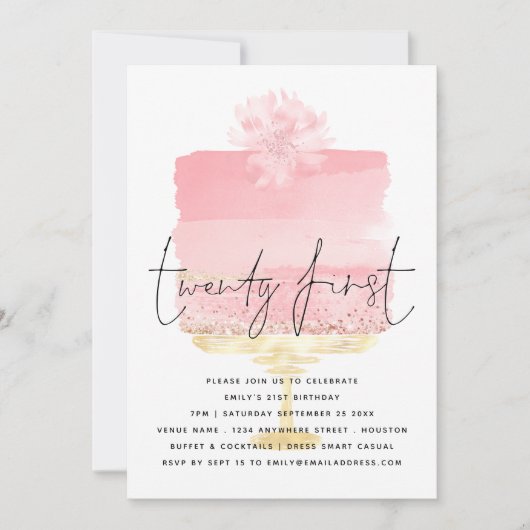 Modern roze Cake Script 21st verjaardag Kaart (Voorkant)